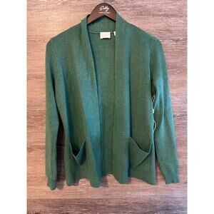 Cyrus  cardigan opene pockets knit cotton sz small green career office fall